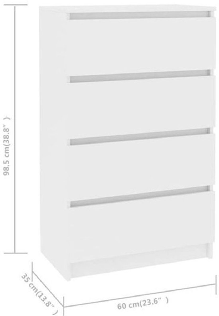 Opbergkast – Opbergmeubel – Kast – Dressoir – Witte Kast – Afsluitbaar – Duurzaam Gelamineerd Hout 60x35x98,5 cm