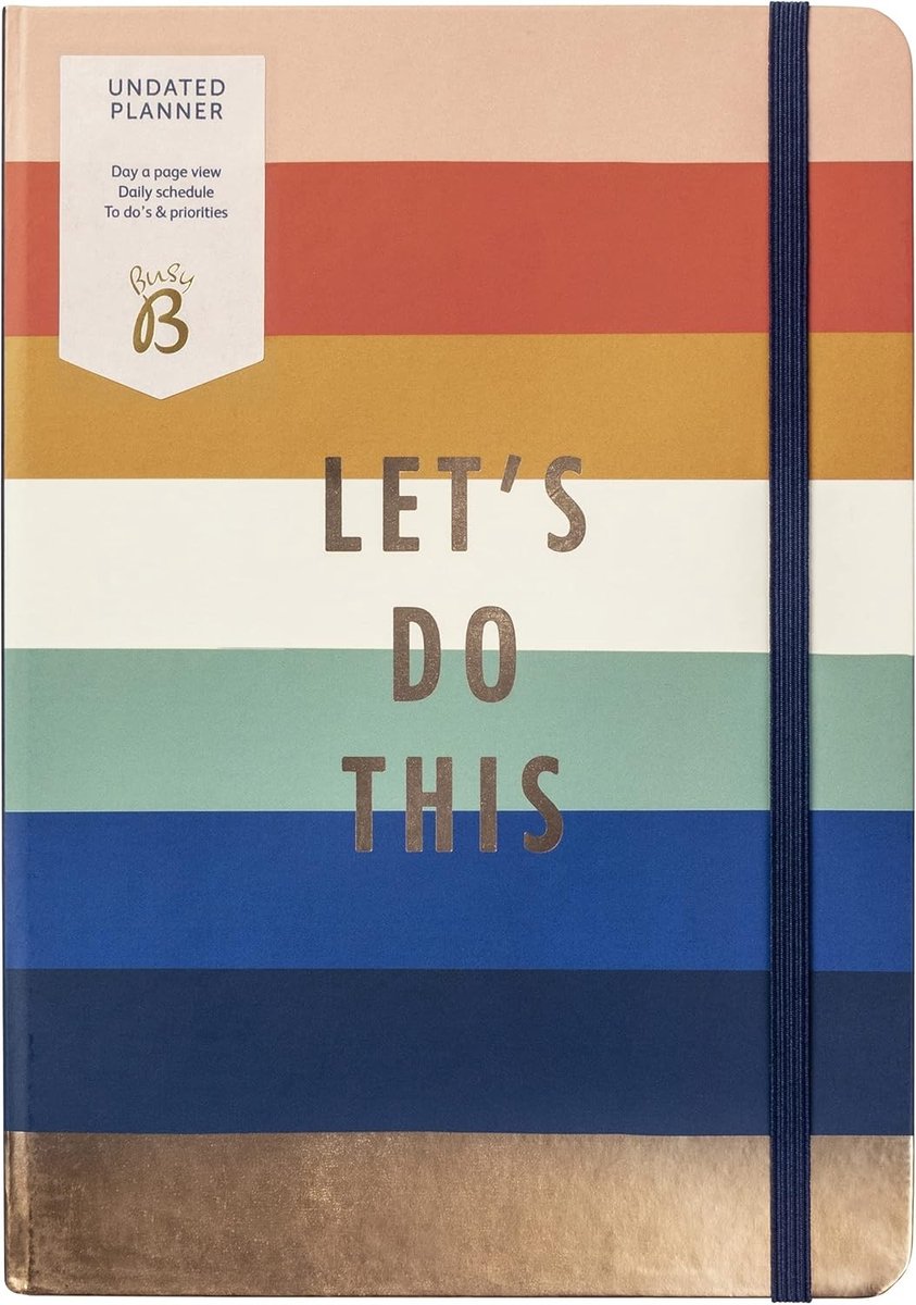 Succesplanner - Streep - 15,1 x 21,5 cm - Ongedateerde Planner met Elastische Sluiting - Voor Dagelijks Gebruik