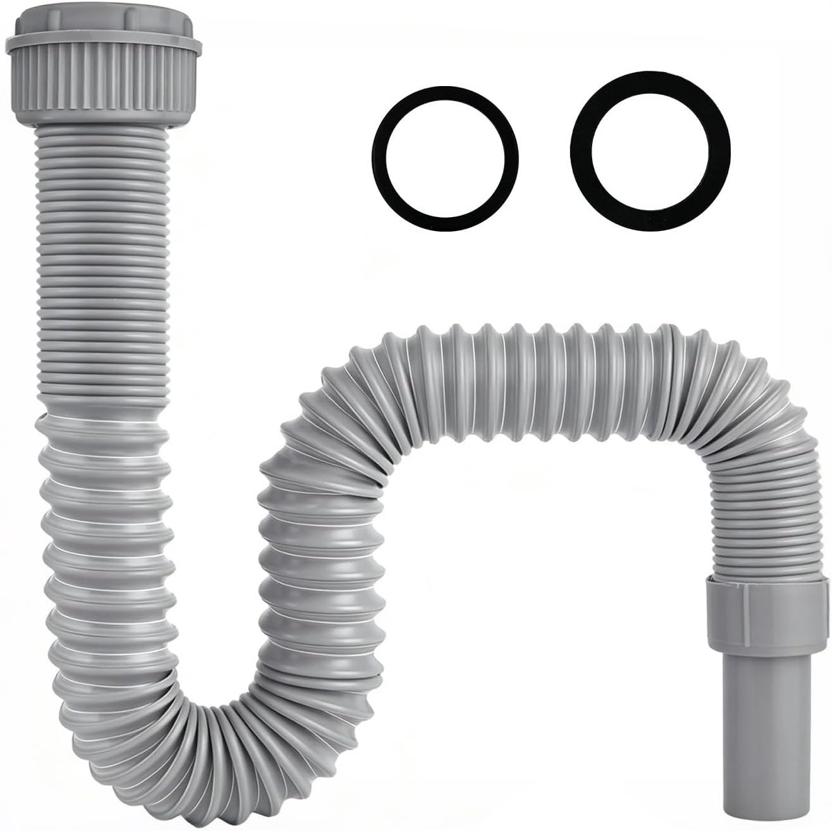 Uitbreidbare Afvoerslang 45mm met Stalen Draadadapter 40mm - Duurzame Afvoerset voor Keuken en Badkamer, Flexibele Afvoeroplossing, Waterafvoer Accessoires
