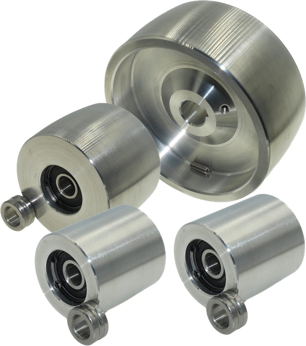 Slijpwiel Set - Riemwiel Onderdelen - Metaal Bewerken - Gemaakt met CNC - 70 mm Diameter - Zilver Grijs