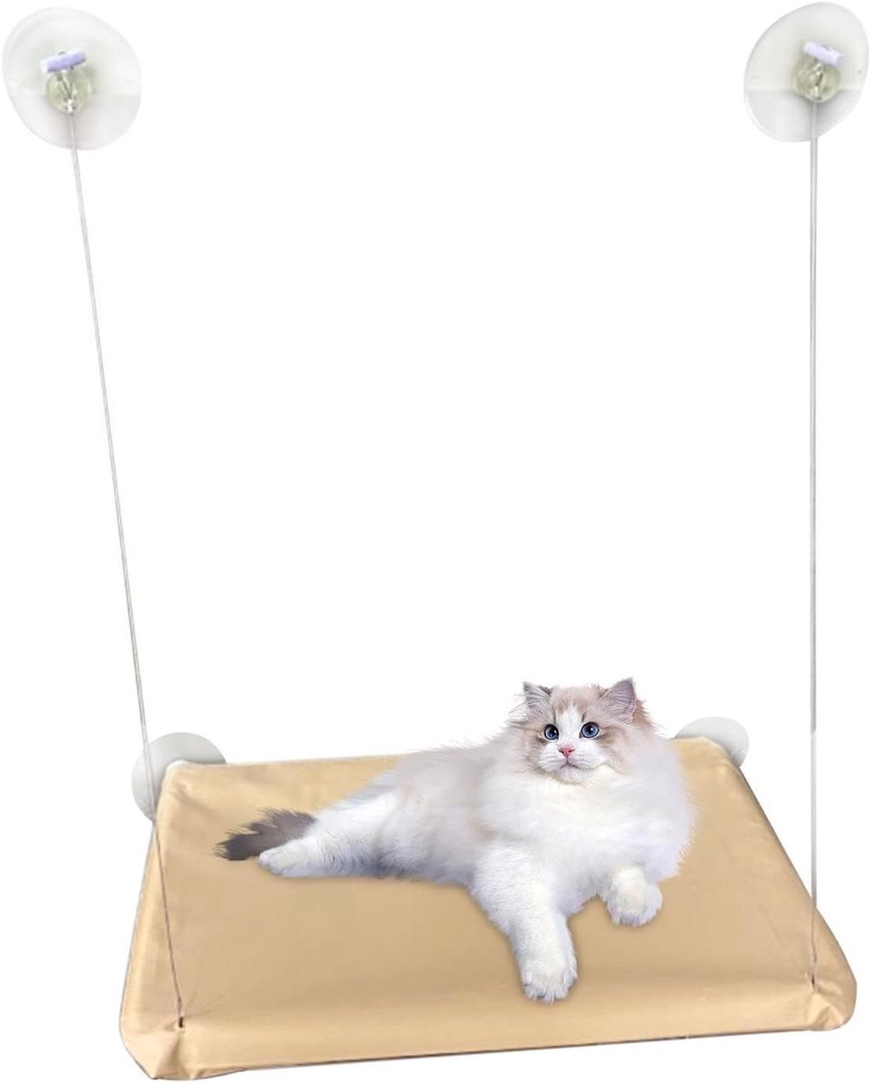 Kattenraambed - Raamhangmat kat - Zonnebaden kat - Afneembare hoes - 55 x 35 cm - Grijs