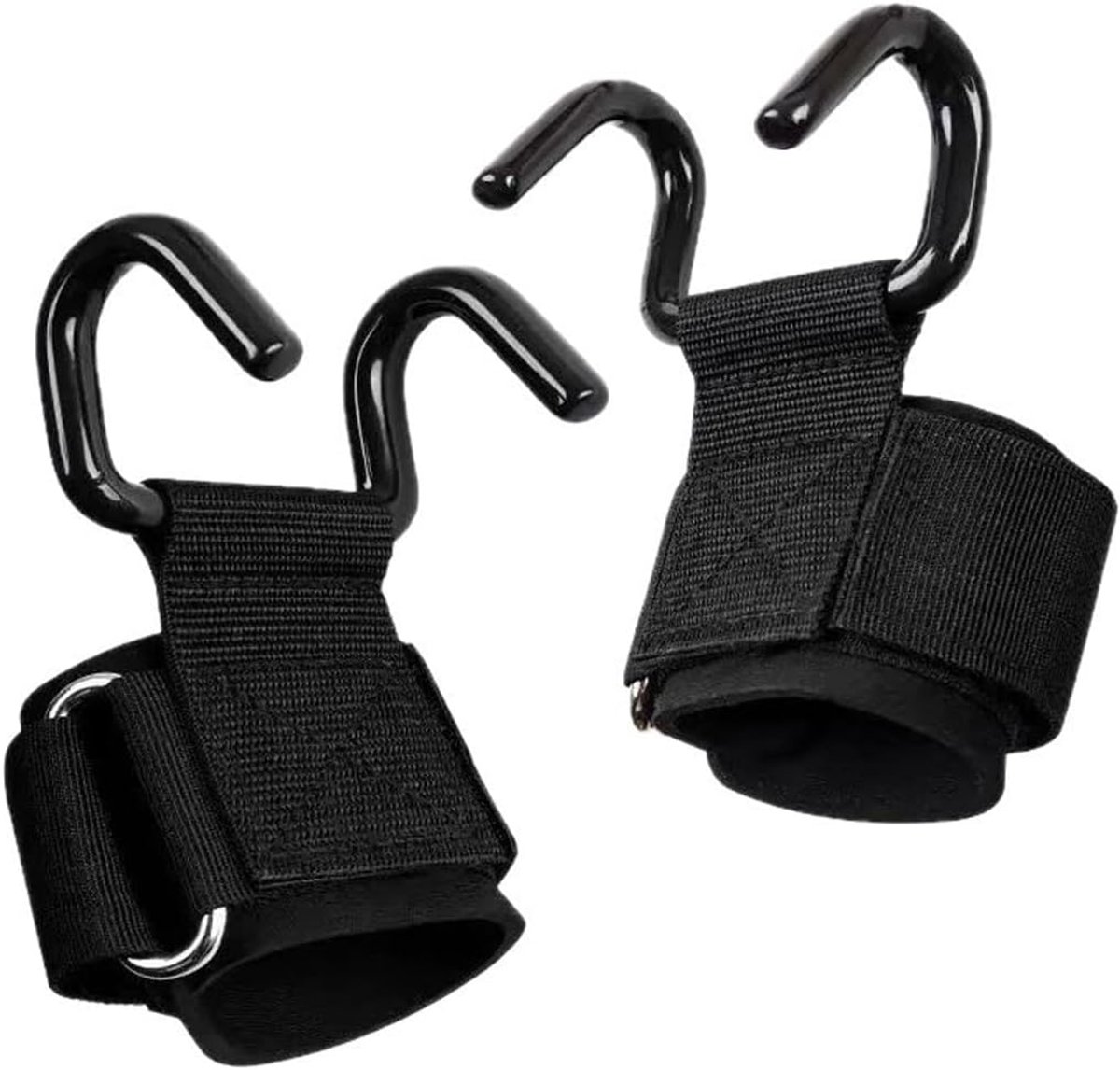 2 stuks - Zware hef armband haak greep (1 paar) - Anti-slip ontwerp - Dragen 330 pond - Ingebouwde armband ondersteuning - voor mannen en vrouwen - Hard trekken - Trekker naar boven - Gym krachttraining - Zwart