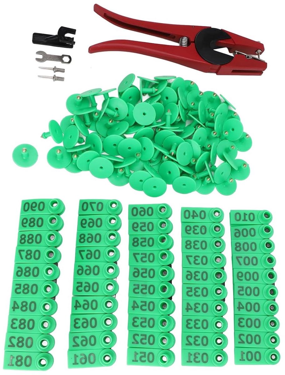 Oormerk en Tangenset - Vee Identificatie Kit - Dieren Merken - Roestvrijstalen Applicator - 30 x 22 x 8 cm