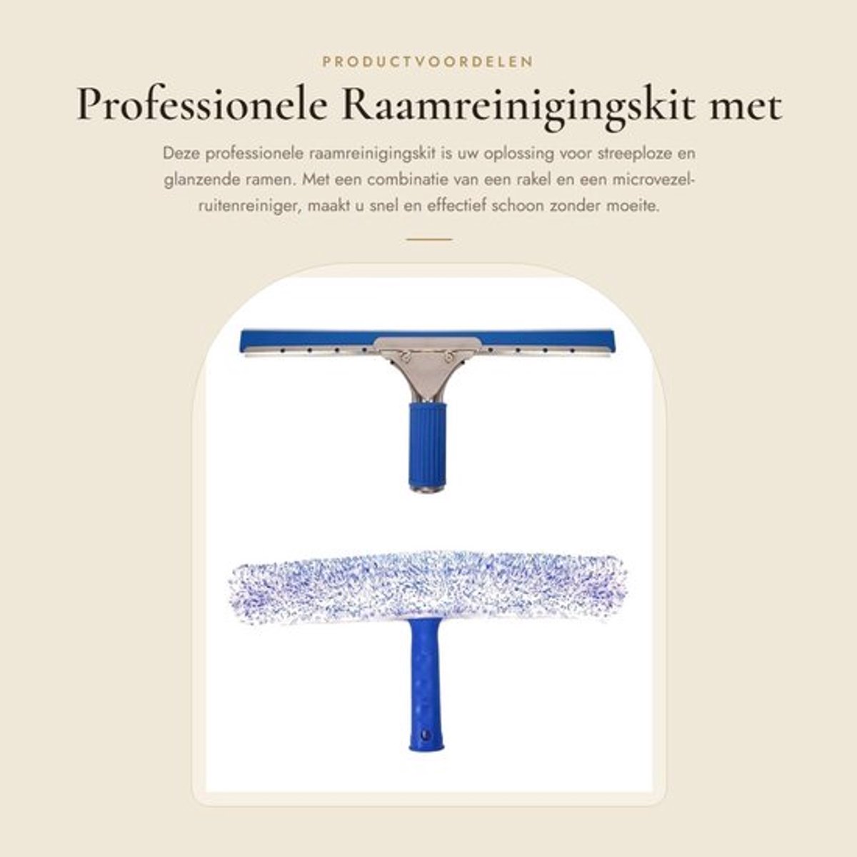 Raamreinigingskit 2-in-1 - Professionele Ruitenreiniger - Ramenwasser - Microvezel - Rakel 35 cm - Thuis/Auto Accessoires
