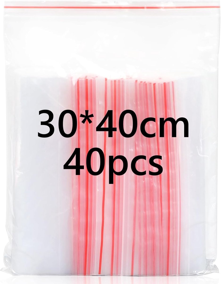 Hersluitbare Doorzichtige Plastic Zakken - Transparant - 30 x 40 cm - Duurzame Afdichtingszakken - Voor Keukenopslag