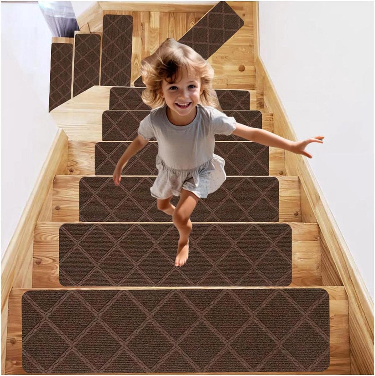 Traplopers Set - Trapmatten Antislip - Veilig Traplopen - Geluiddempend Materiaal - 76 x 20.3 cm - C