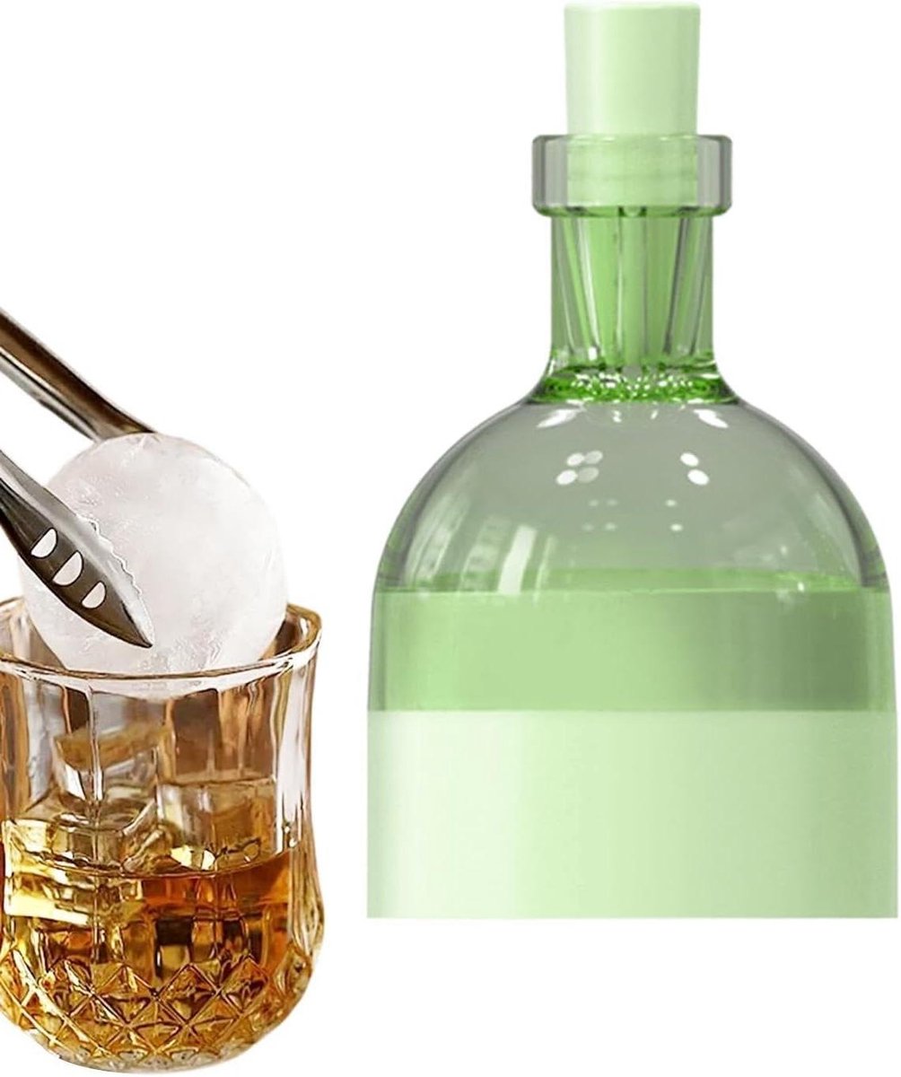 Ijsbal Maker - Wijnfles Vorm - Drankjes Koelen - Langzaam Smeltend - 5.8x5.8x10.7cm - Groen