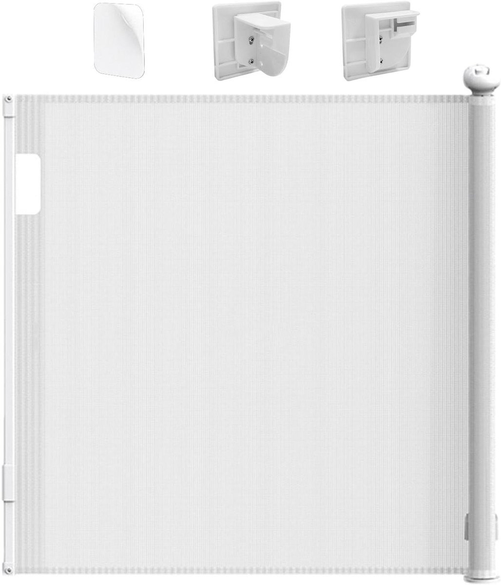 Intrekbaar Hondenhek - Huisdierpoort - Veiligheid Huisdieren - Eenvoudige Installatie - 180x86cm - Wit