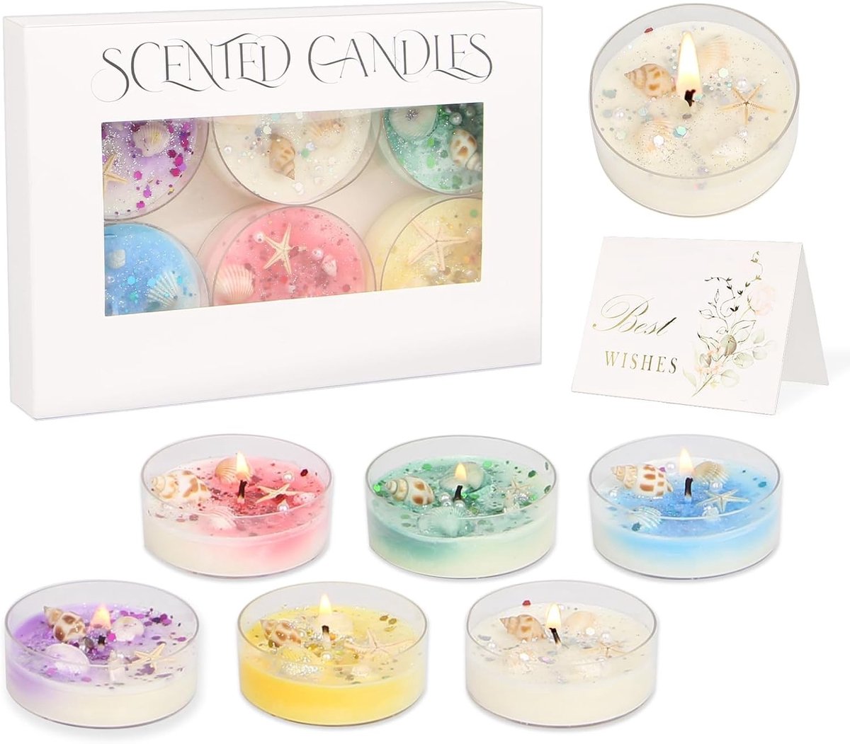 Set van 6 Geurkaarsen voor Vrouwen, Decoratieve Natuurlijke Sojawas Kaarsen voor Verjaardag, Moederdag en Valentijnsdag