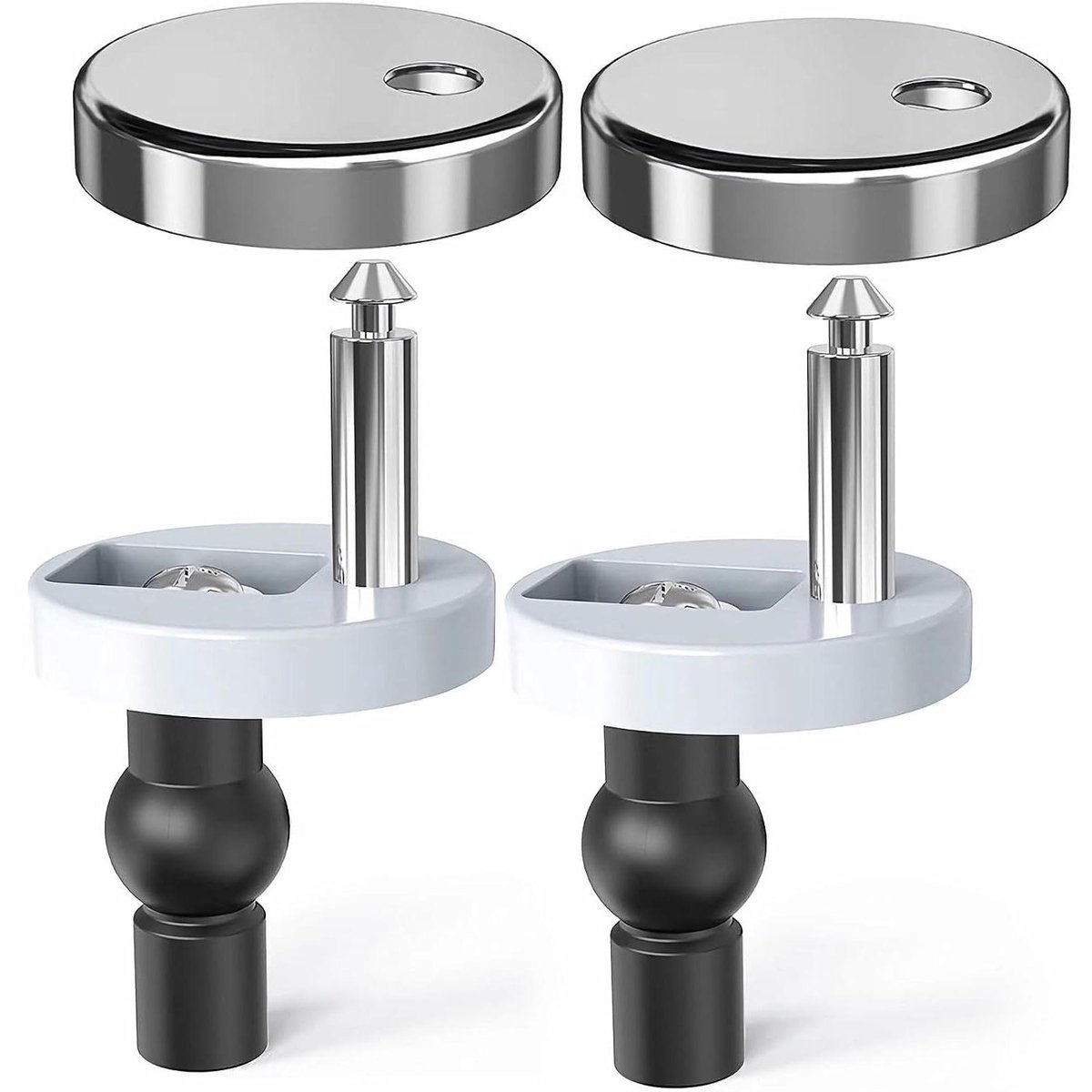 Toiletstoel Bevestigingsset - Toiletdeksel Schroeven - Toilet Reparatie - Snelontgrendeling - 45 mm - Zilver