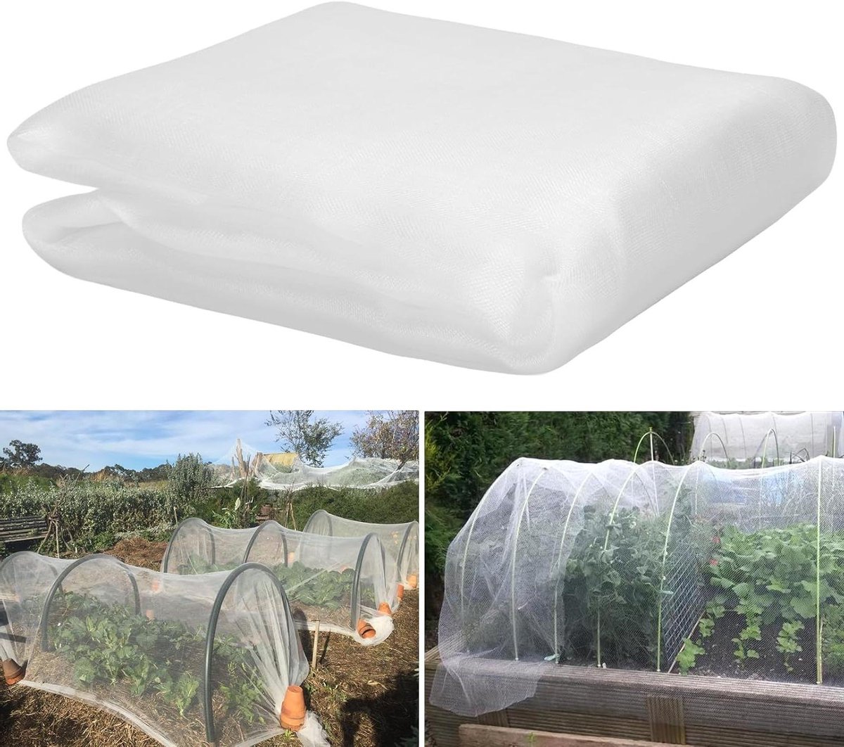 Insectengaas - Plantennet Groentennet - Bescherming Tuinplanten - Fijnmazig - 15 x 5 m - Wit