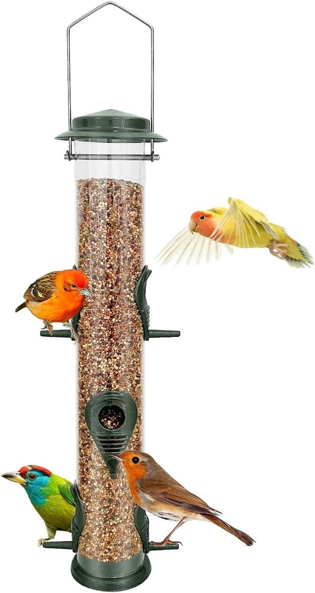 Hanging vogelvoederhuis van metaal met 6 poorten, weerbestendige en waterdichte constructie voor het aantrekken van wilde vogels