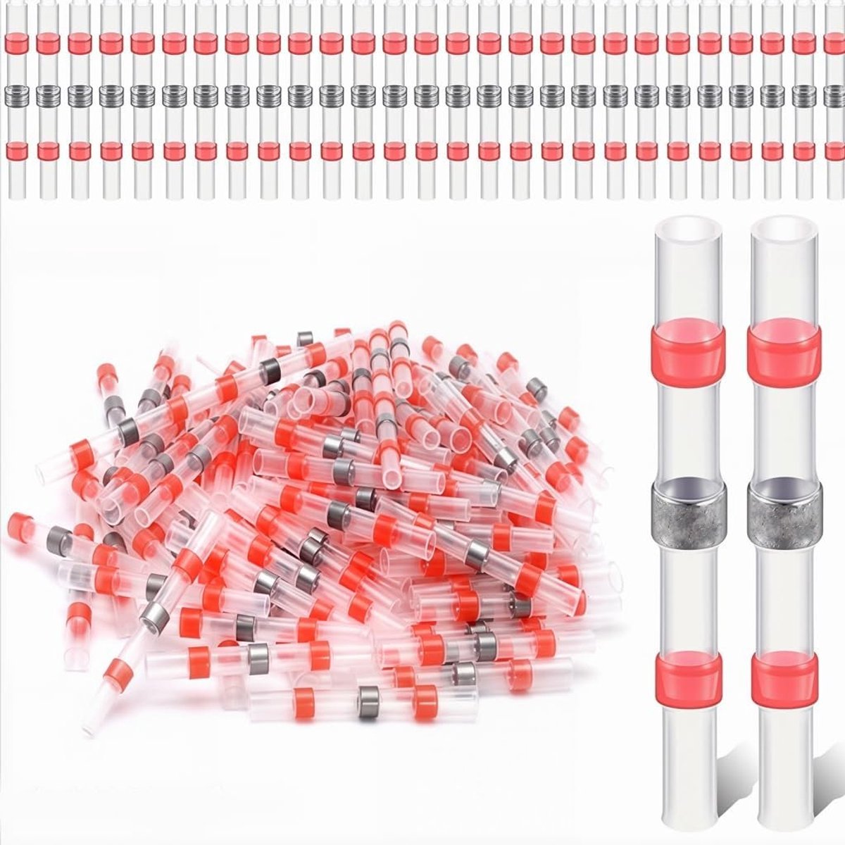 Soldeerverbinders - Krimpverbinders Soldeerconnectoren - Bedrading Repareren - Waterdicht Dubbelwandig - 150 stuks - Rood