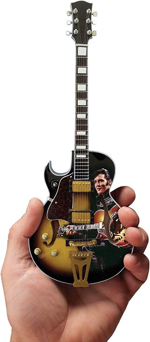 Sier Replica Gitaar - Miniatuur Muziek - Decoratie Cadeau - Handgemaakt Massief Hout - 10 Inch Lengte - Zwart