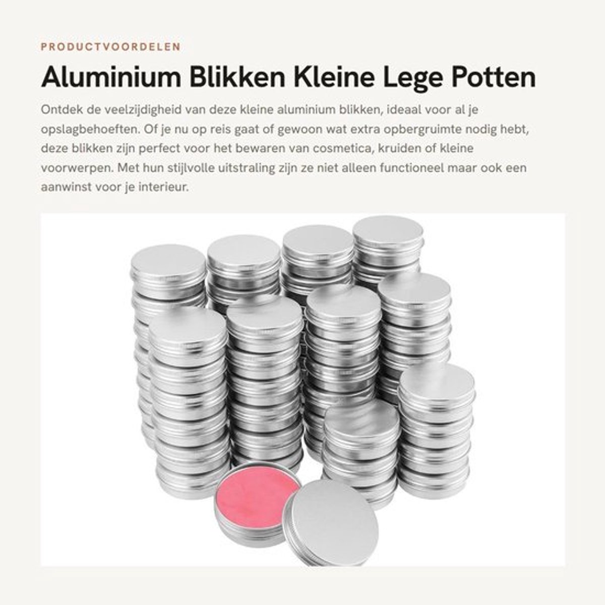 Tin Potten Set van 60 - Aluminium Blikken - Schroefdeksel - Kleine Opbergcontainers - Reizen - Capaciteit 30 ml - Opslagblikken