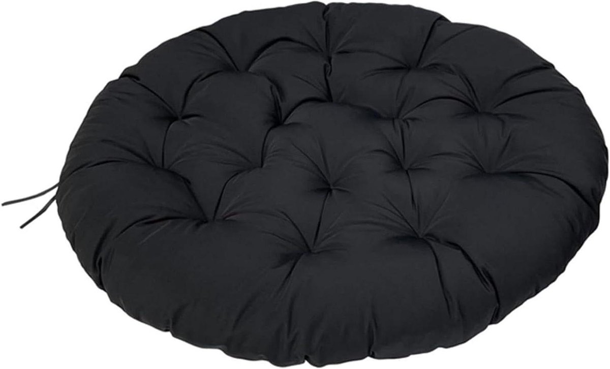 Tuinkussen Rond - Stoelkussen Zitkussen - Binnen Buiten Gebruik - Gewatteerde Constructie - 90x90cm - Zwart
