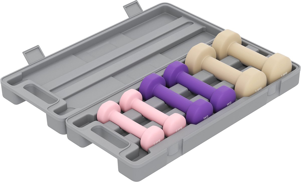Halterset - 6 - delige set halters met opbergkoffer - gewichten (0 - 5 kg - 1 kg - 1 - 5 kg) - verstelbaar voor thuis - en sportschoolgebruik