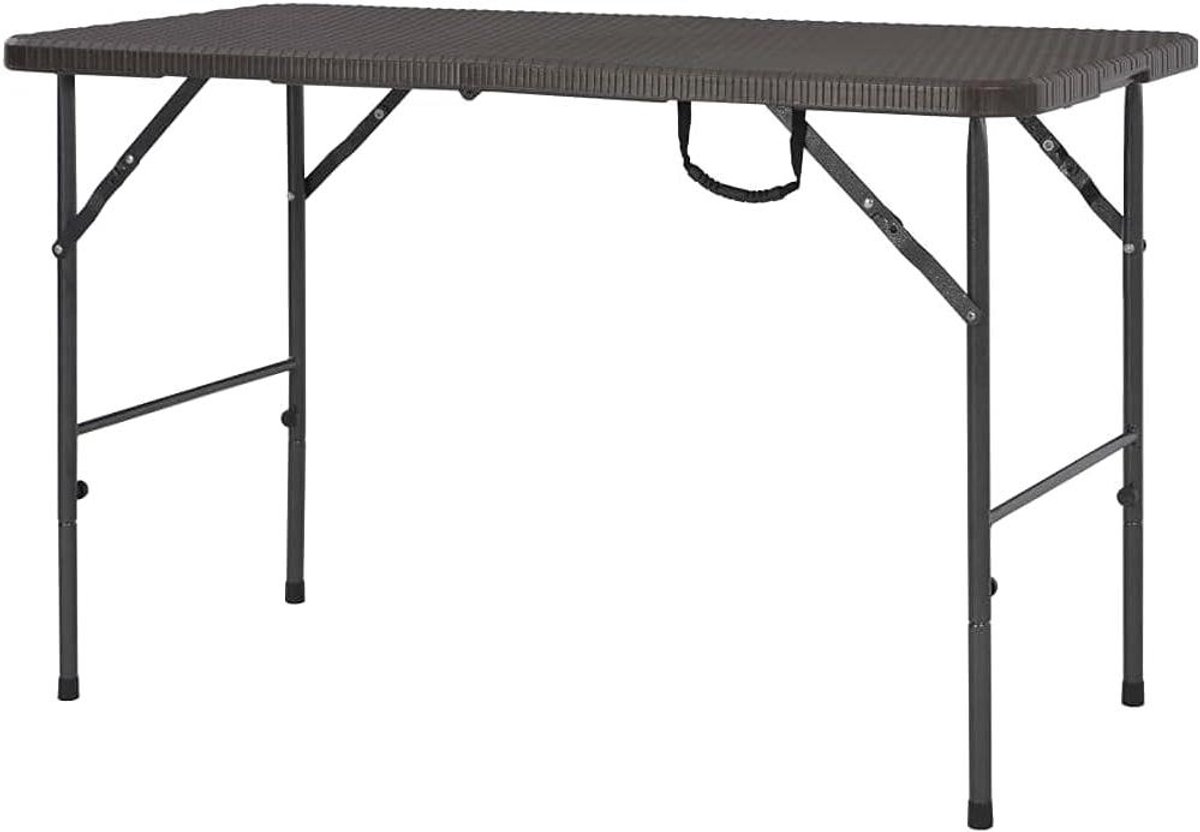 Tuintafel Opvouwbaar - Klaptafel Balkontafel - Buiten Zitten - Rotan Look HDPE - 120x60x74 cm - Bruin