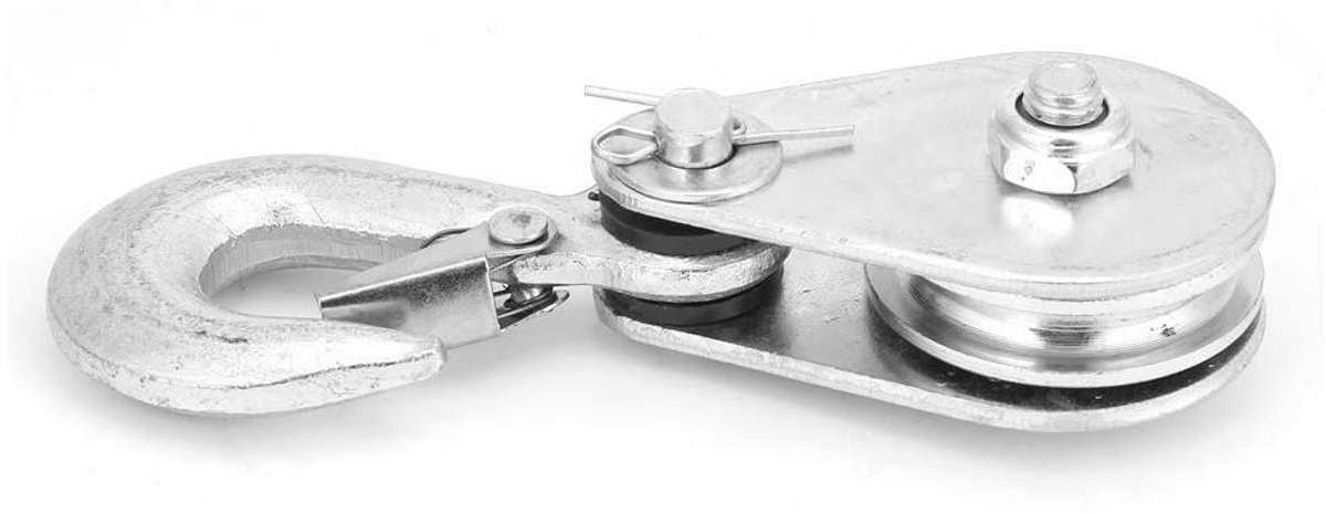 Stalen Katrolblok - Enkel Wiel Blok - Zware Lasten Hef - Geïntegreerd Gietproces - 1 Ton Capaciteit - Zilver