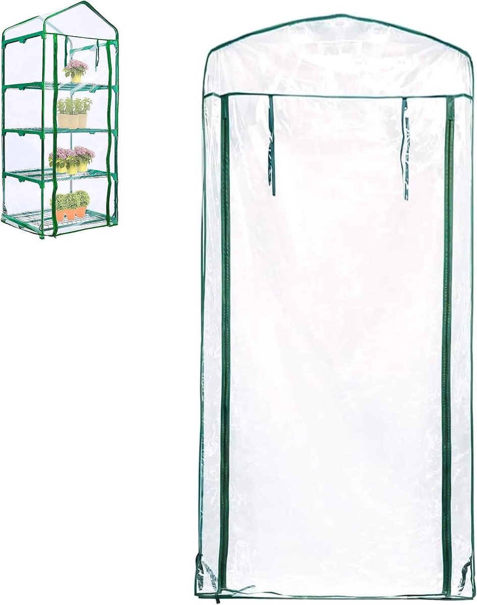 Kas Vervangende Hoes - Mini Broeikas - Planten Beschermen - Oprolbare Ritsdeur - 68.5 x 48.2 x 160 cm - Transparant