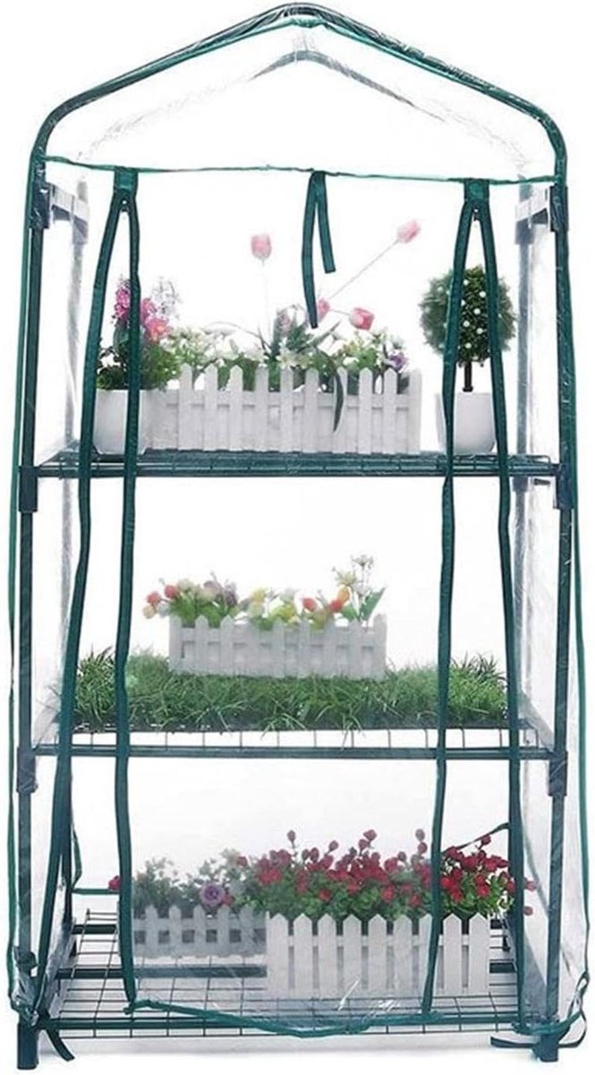 Kleine Broeikas - Tuinkas Plantenkas - Planten Beschermen - Vergrendelbare Wielen - 72 x 50 x 9 cm - Transparant