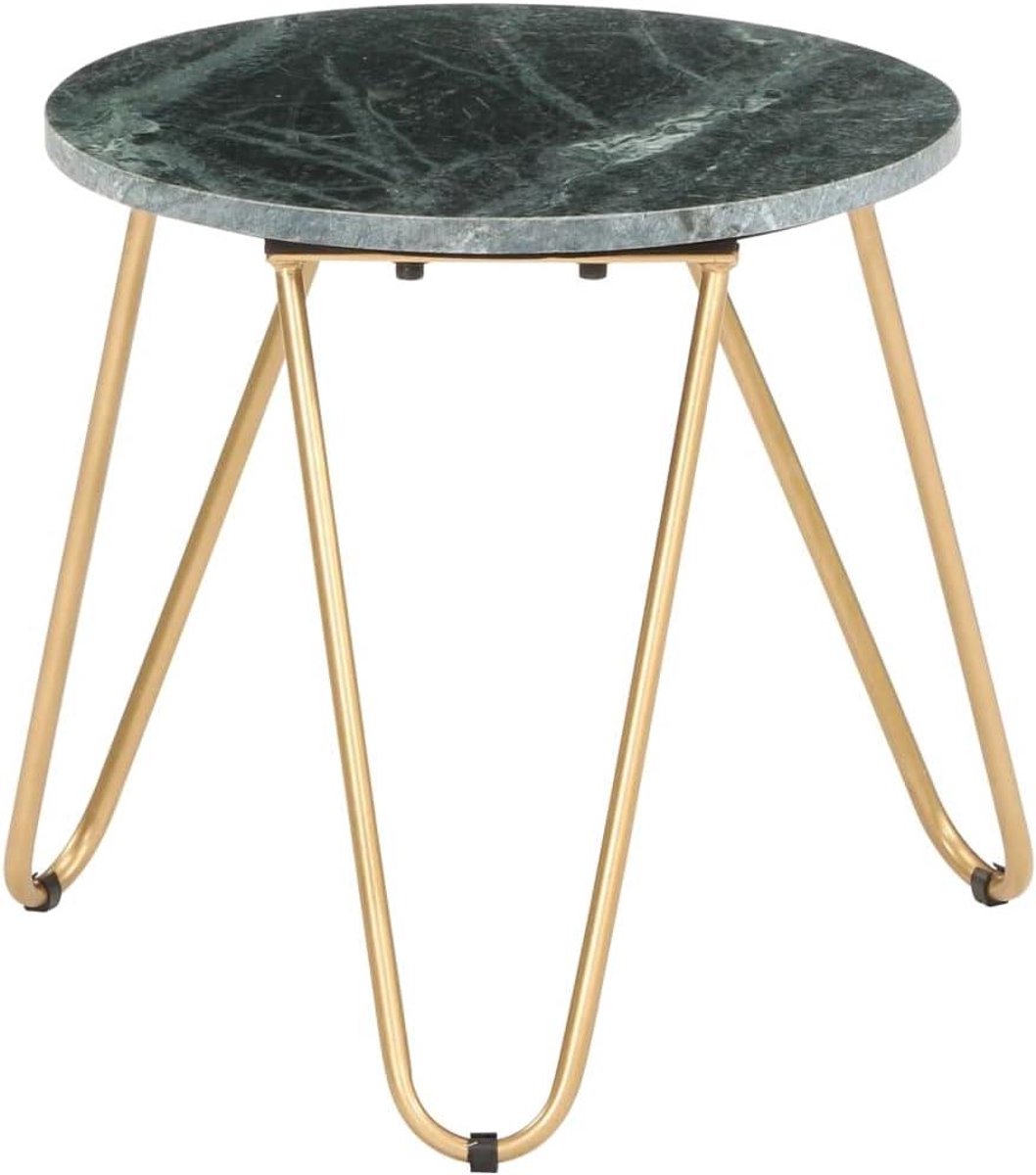 Salontafel - Bijzettafel Tafel - Woonkamer Inrichten - Echte Steen Marmerlook - 40 x 40 x 40 cm - Groen