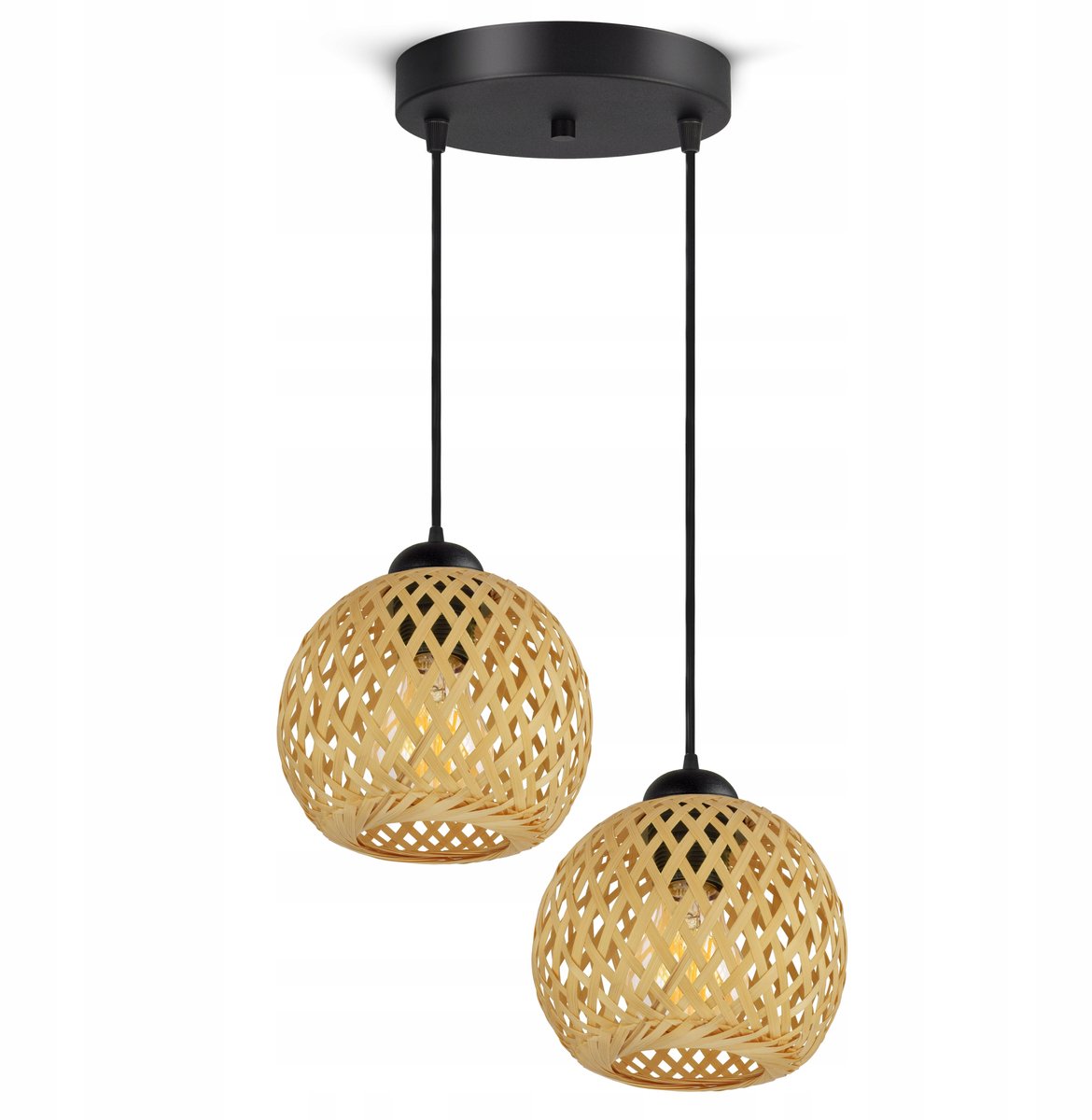 Bamboe Hanglamp Zwart Gevlochten Boho Stijl LED E27