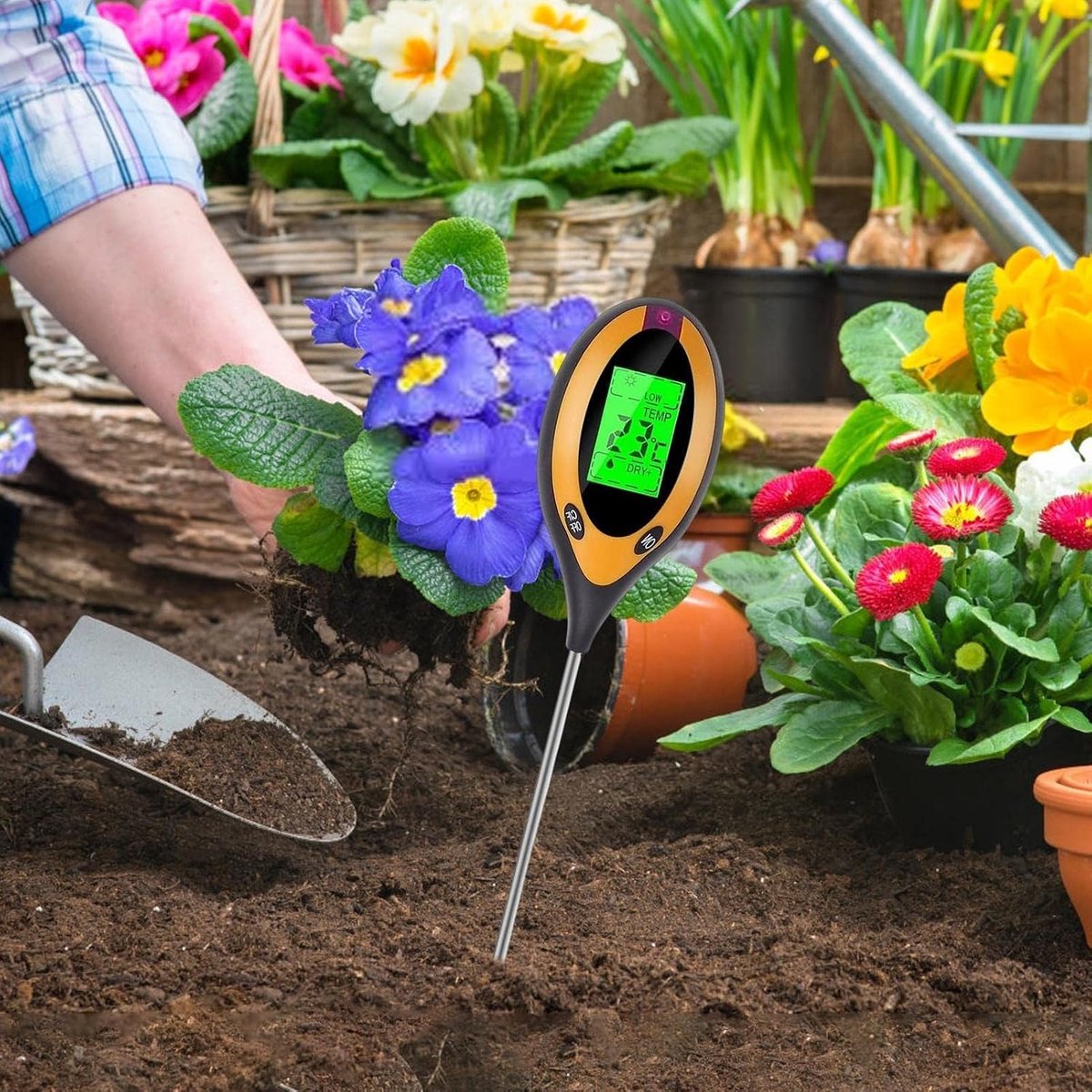 Digitale Grondmeter - Bodemtester - Planten Verzorgen - 4-in-1 Meting - 32 cm - Zwart