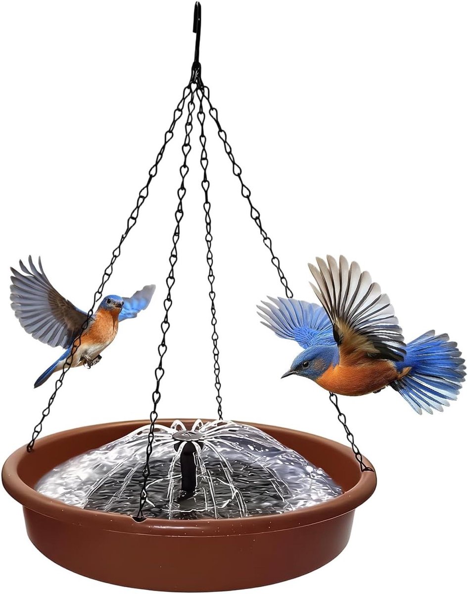 Vogelbad met fontein - Voederstation buiten - Vogels voeren - Zonne-energie aangedreven - 31 cm - Meerkleurig