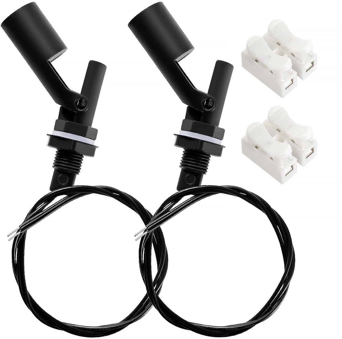 2 Stuks 10W Waterniveau Sensor, Zijmontage Waterniveau Controller, Horizontale Float Switch voor Tank, Zwembad en Aquarium met Veerdraden