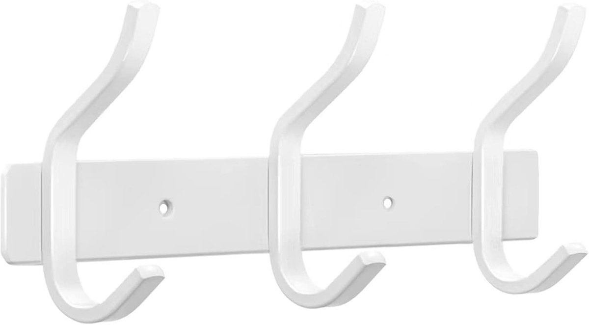 SnelShoppen - Wandhaakjes voor Kleding, Rvs Kledinghaak met 3 Haken, Wandhaak voor Kleding en Jas, Coatrack voor Badkamer en Slaapkamer (Wit)