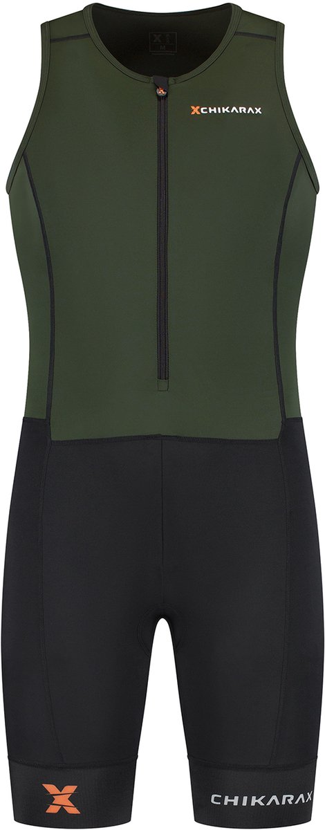 CHIKARAX trisuit - triathlon pak - mouwloos trisuit heren - Tantō 1.0 - Zwart-Groen - 2XL