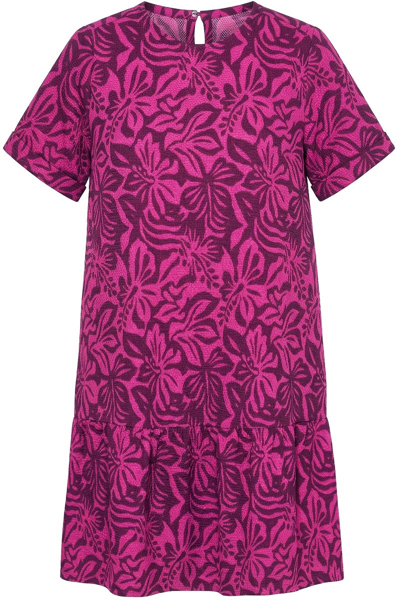 Studio Untold Dames - Jurk A-vorm bloemenprint wijde korte mouw - Zomerbes - Maat 42+