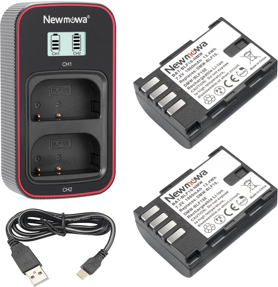 Omgoods - DMW-BLF19 Batterij en Dual Charger voor Panasonic Cameras