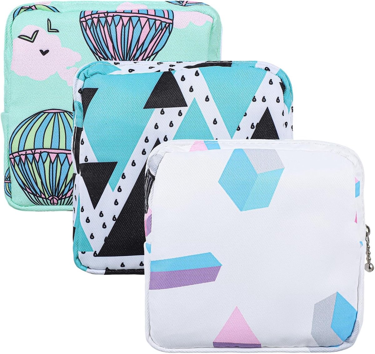 3 Stuks Mini Tampons Binders Opslag | Draagbare Menstruatietas met Ritssluiting voor Vrouwen en Meisjes, Ideaal voor Maandverband en Tampons