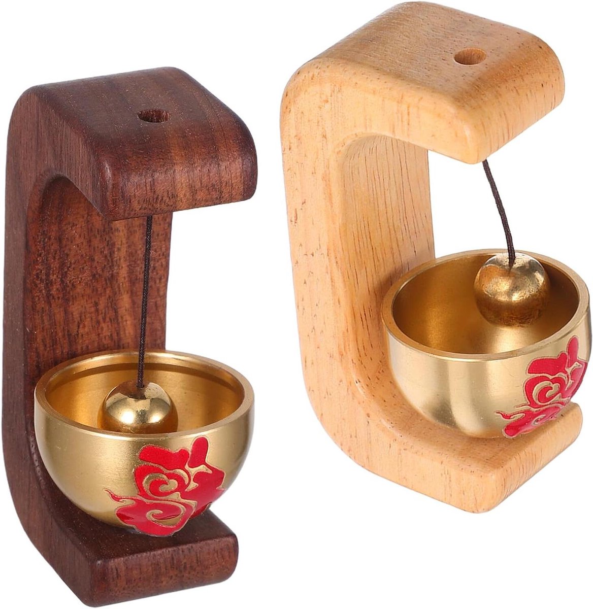 Magnetische Houten Deurbel - Deurbel met Gong - Voordeur Decoratie - Walnotenhout en Messing - 75 cm - Diverse kleuren