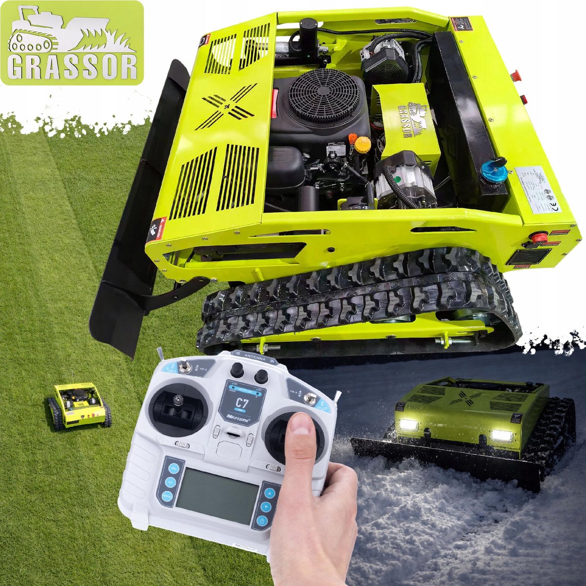 Grassor MultiForce 800T-G23P Max - Robotmaaier Rupsband - Hybride 23HP Loncin 608cc, 800 mm