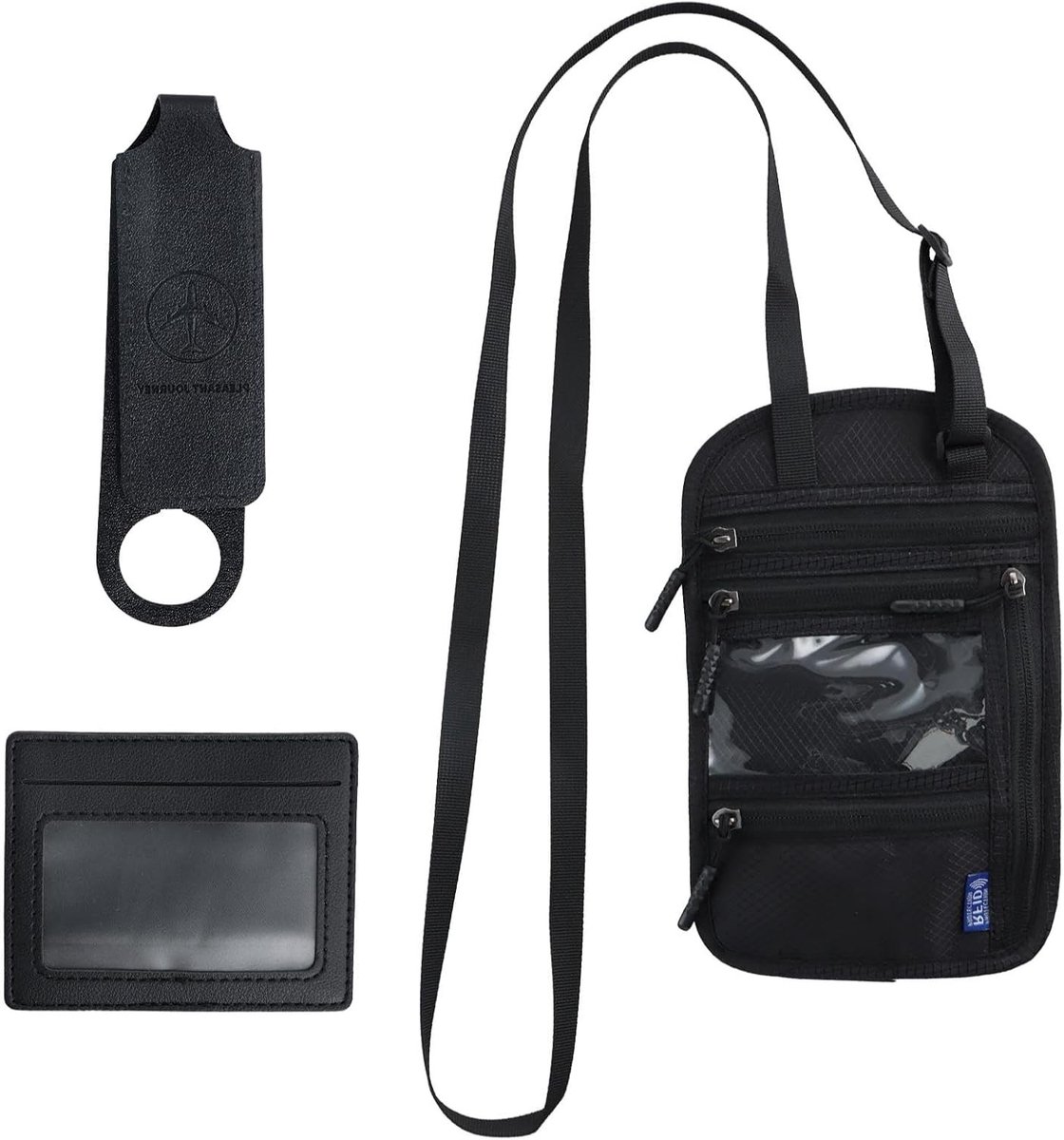 Reisdocumentenorganizer - Zwart - 24 x 15 cm - Waterdichte Paspoorthouder Set met Kaarthouder en Bagagelabel - Voor Veilig Reizen