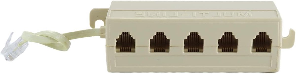 Telefoon Lijn Splitter - RJ11 Adapter - Meerdere Telefoons Aansluiten - Splits 1 lijn naar 5 - 6P4C - Beige