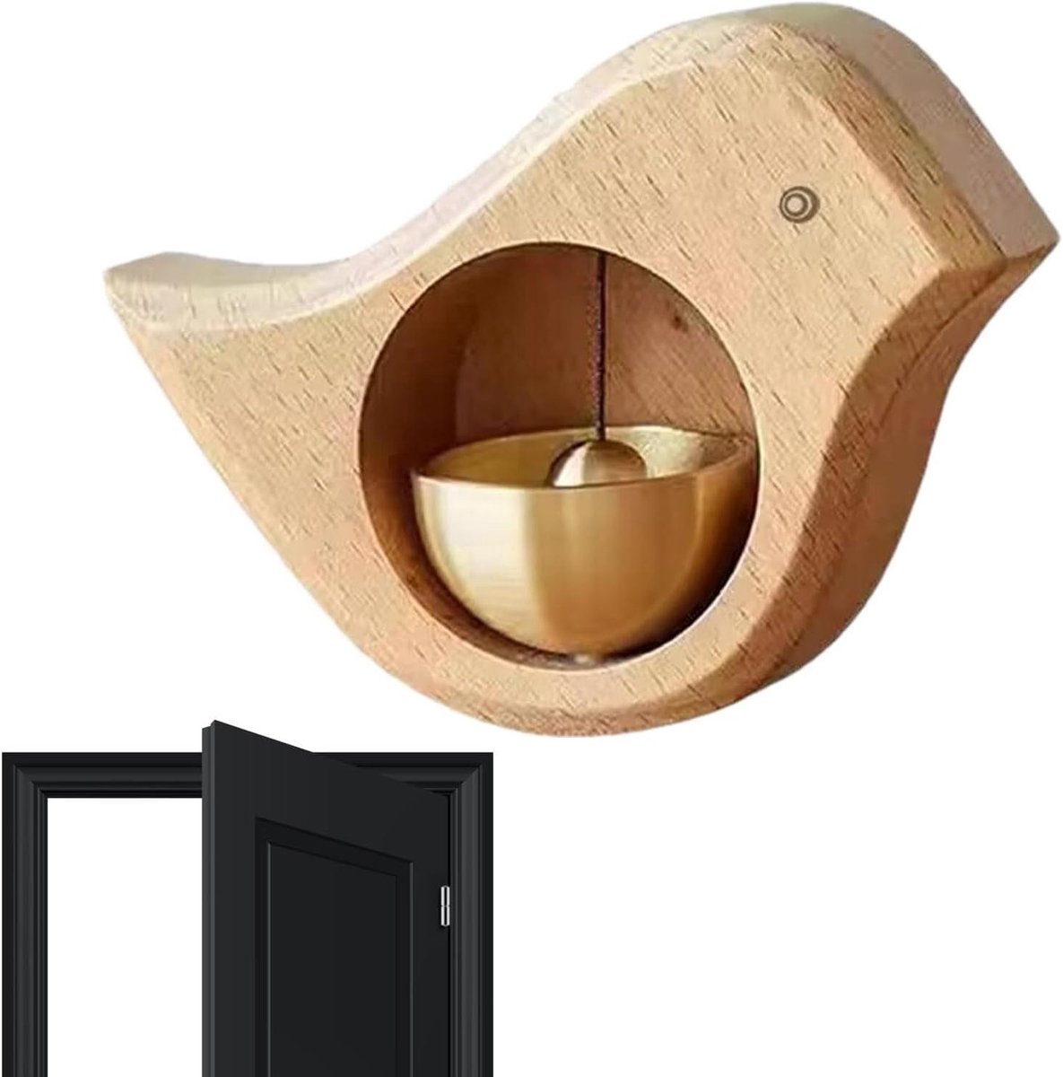 Magnetische Deurbel - Winkeliersbel Vogel - Winkel Entree - Vogelvormig Hout - 10 cm - Houtkleurig