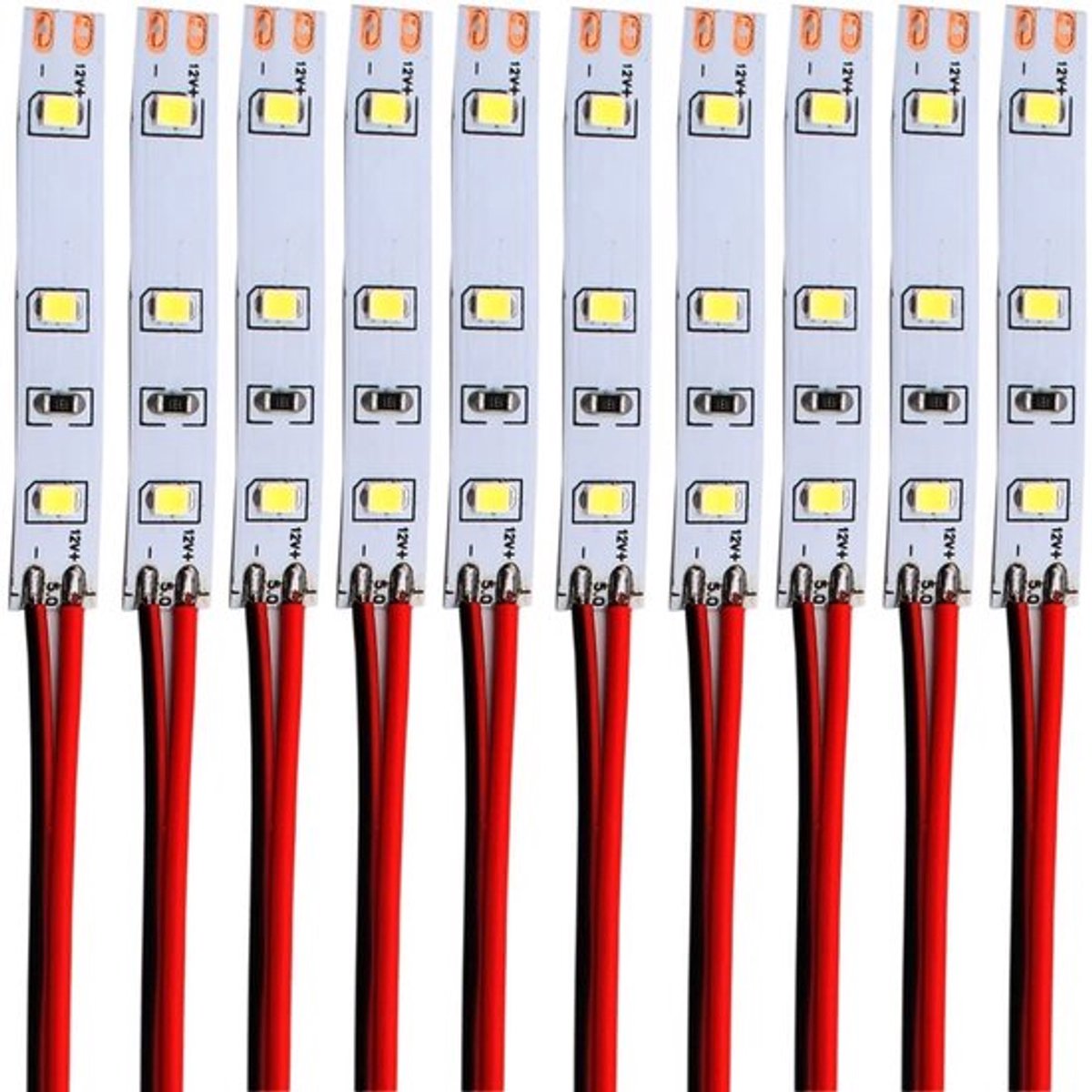 Modelbouw Verlichting 10 Stuks - 3-LED Huisverlichting - 12-18V - Lichtkleur Wit - 50x8 mm - Met Kabel 10 cm - Modelhuisverlichting