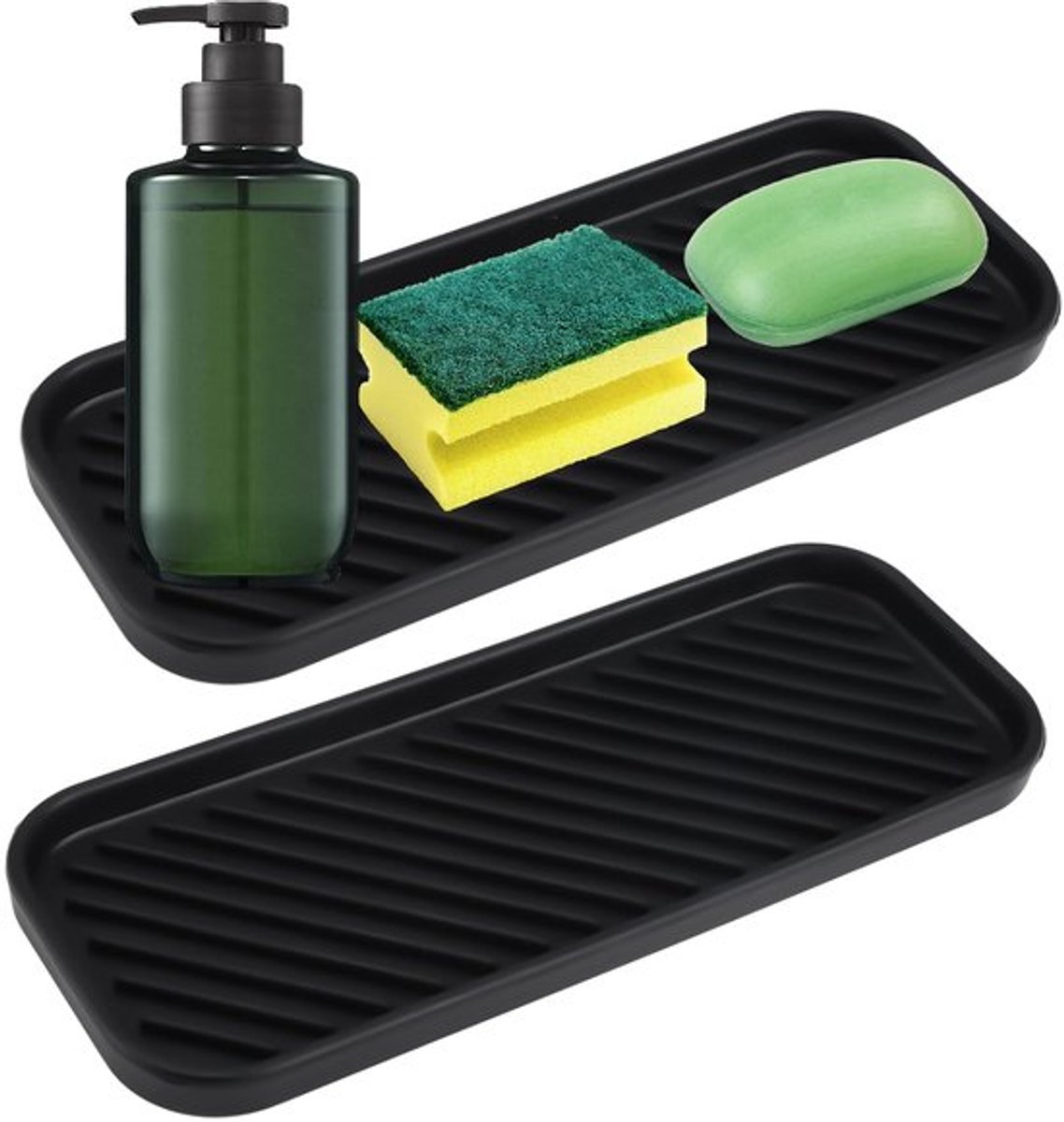 Sponshouder Siliconen - Keuken Organizer Gootsteen - Multifunctionele Organizer - Antislip - 23 x 9 x 1,5 cm - Robuust en Makkelijk te Reinigen - Keukenorganizer