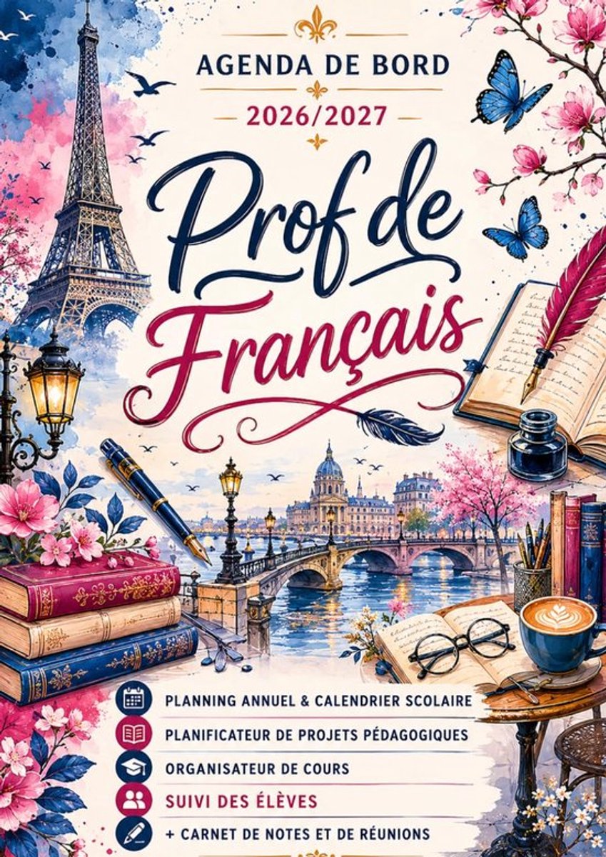 SnelShoppen - Agenda de Bord Professeur de Français 2026-2027: A4 Carnet de Bord voor Leerkrachten, Onderwijs, School, Planning, Organiseren, Frans, N