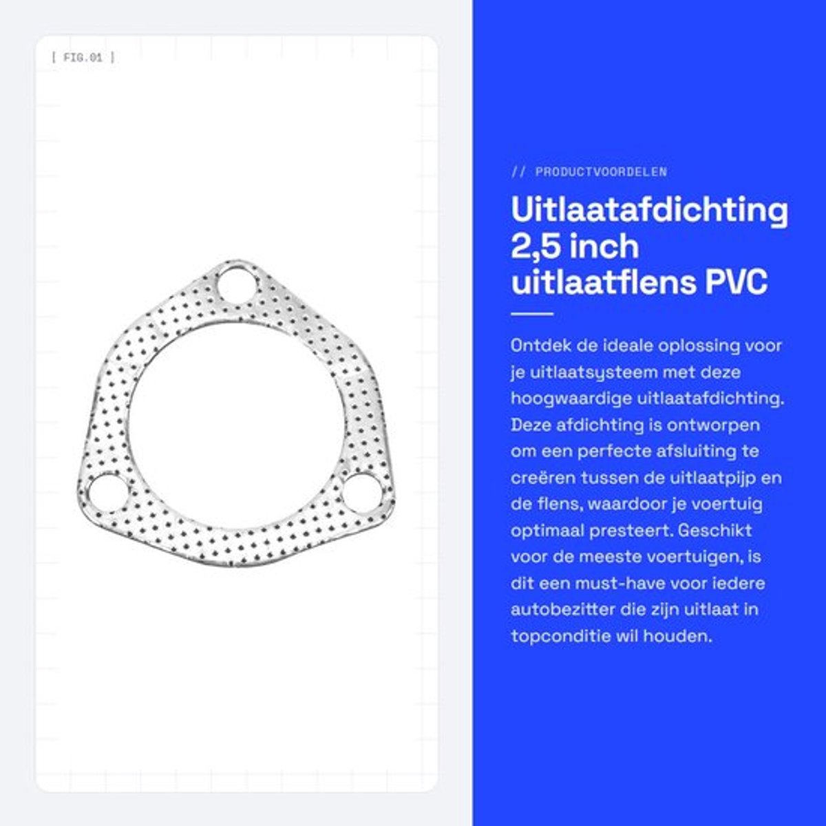 Uitlaatafdichting Universeel - 2,5 Inch Uitlaatflens - PVC Vervangende Afdichting - Binnendiameter 65 mm - Dikte 2 mm - Eenvoudig te Installeren
