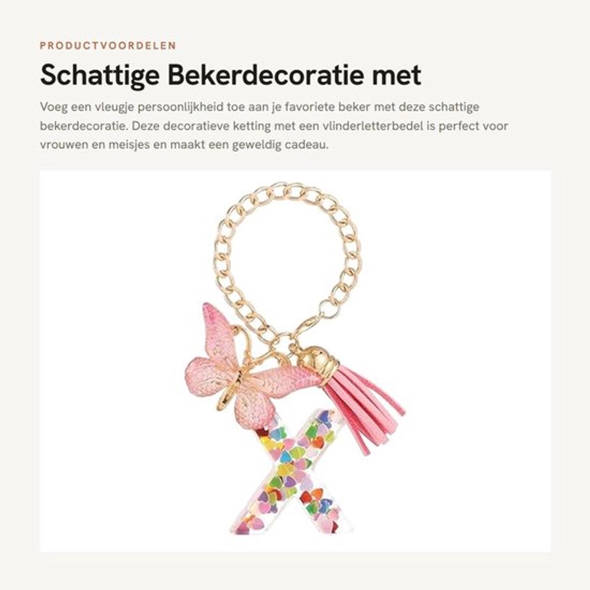 Schattige Bekerdecoratie met Vlinderletterbedel voor Handvat
