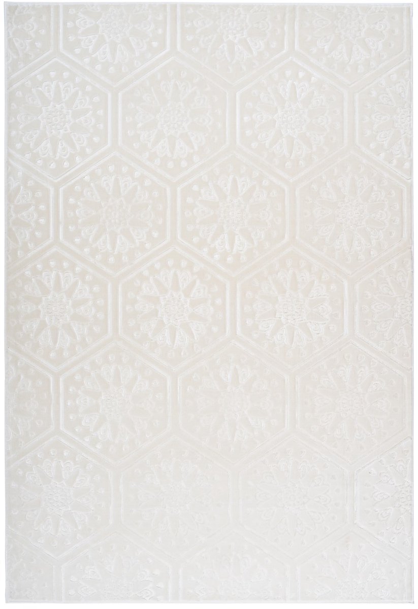 Padiro laagpolig vloerkleed 120 x 170 cm - wit - modern effen design - geschikt voor vloerverwarming - van polyester