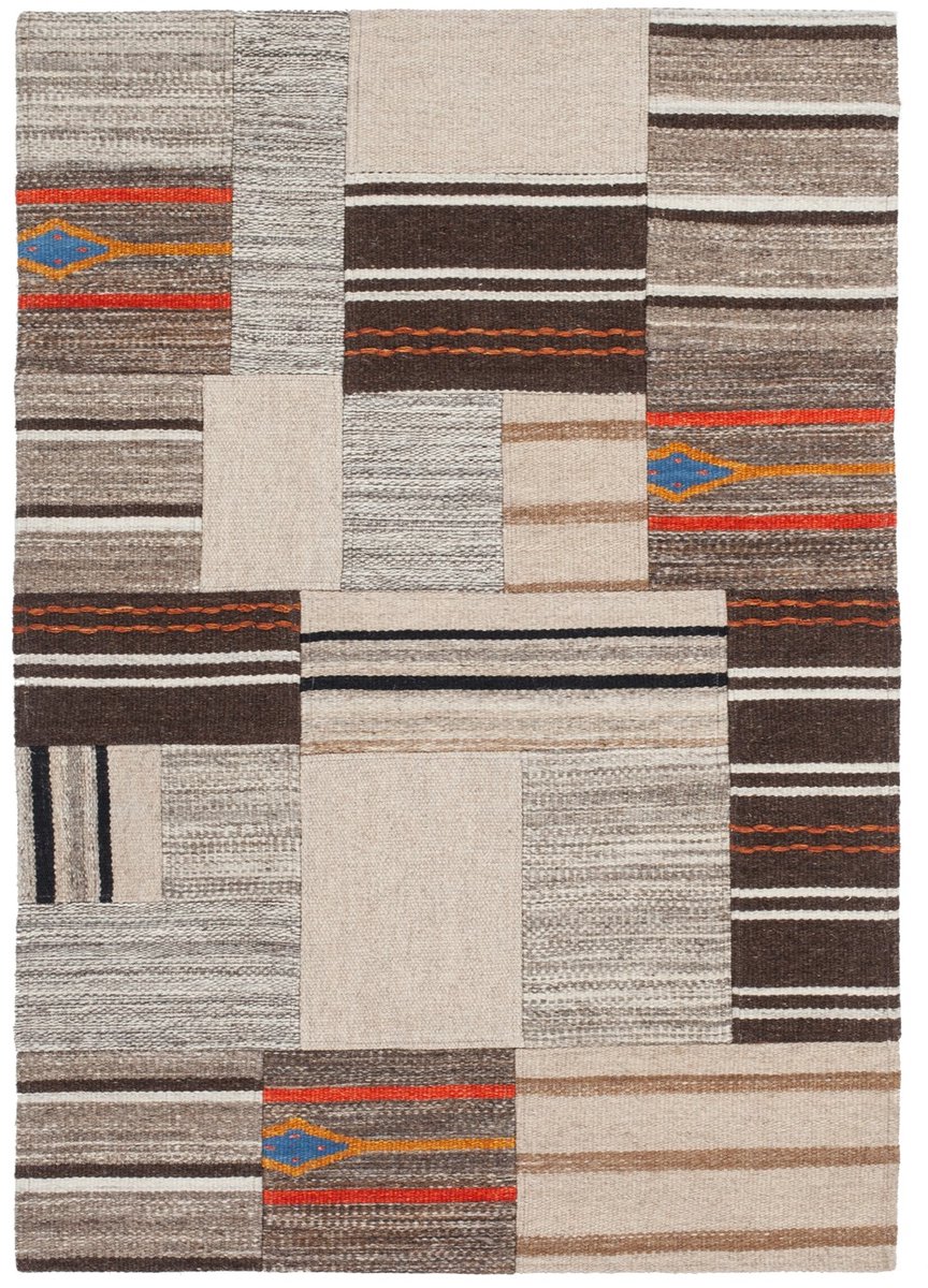 Padiro laagpolig vloerkleed 160 x 230 cm - naturel - modern effen design - geschikt voor vloerverwarming - van wol en katoen