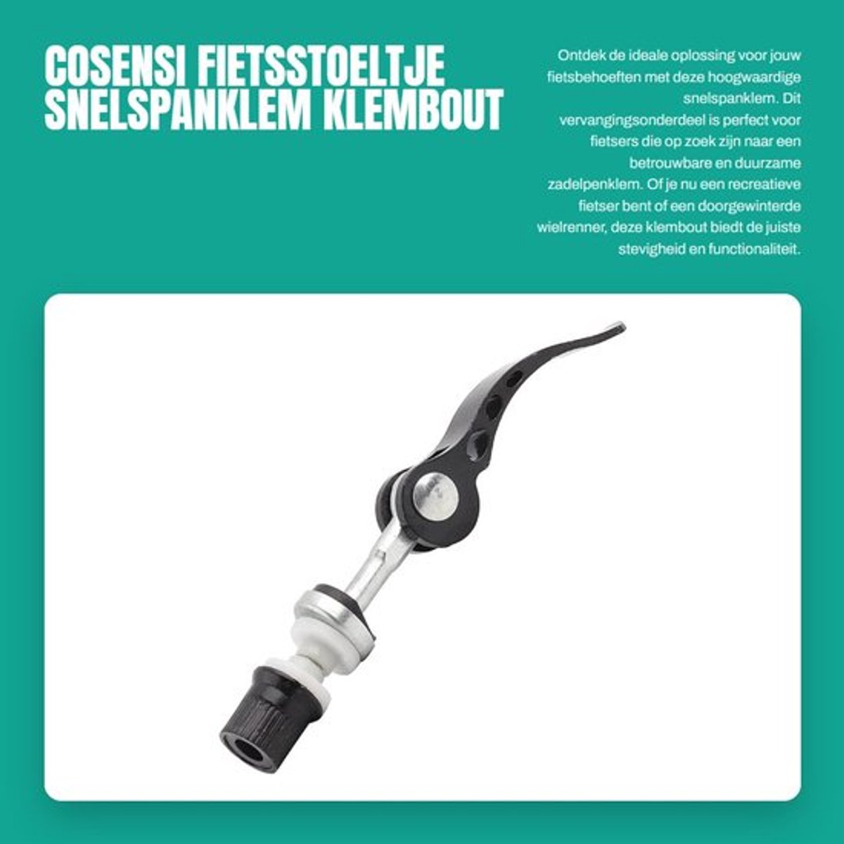 Fietsstoeltje Professionele Klem - Zadelpenklem - Aluminiumlegering - Snelsluiting - Zwart - Afmetingen 5 mm x 60 mm - Zadelklem