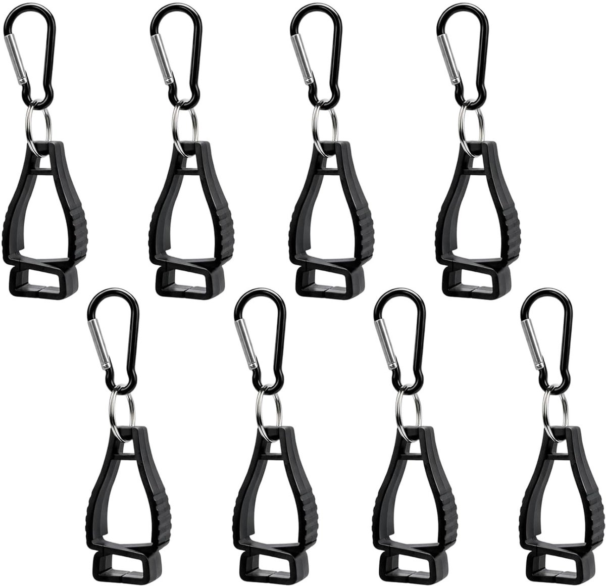 Handschoenhouders - Zwart - Set van 8 - Antislip Clips met Karabijnhaak - Voor Werk- en Veiligheidsaccessoires
