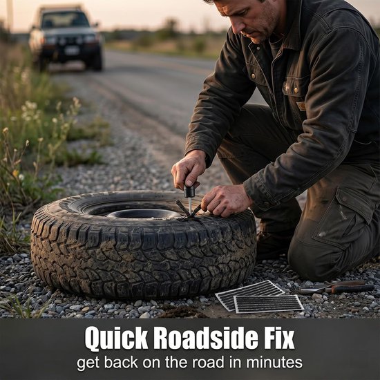 Bandenreparatie strips - Lonten Bandenplakker - Noodreparatie banden - Sterke luchtdichte afdichting - 40 stuks - Zwart — afbeelding 2